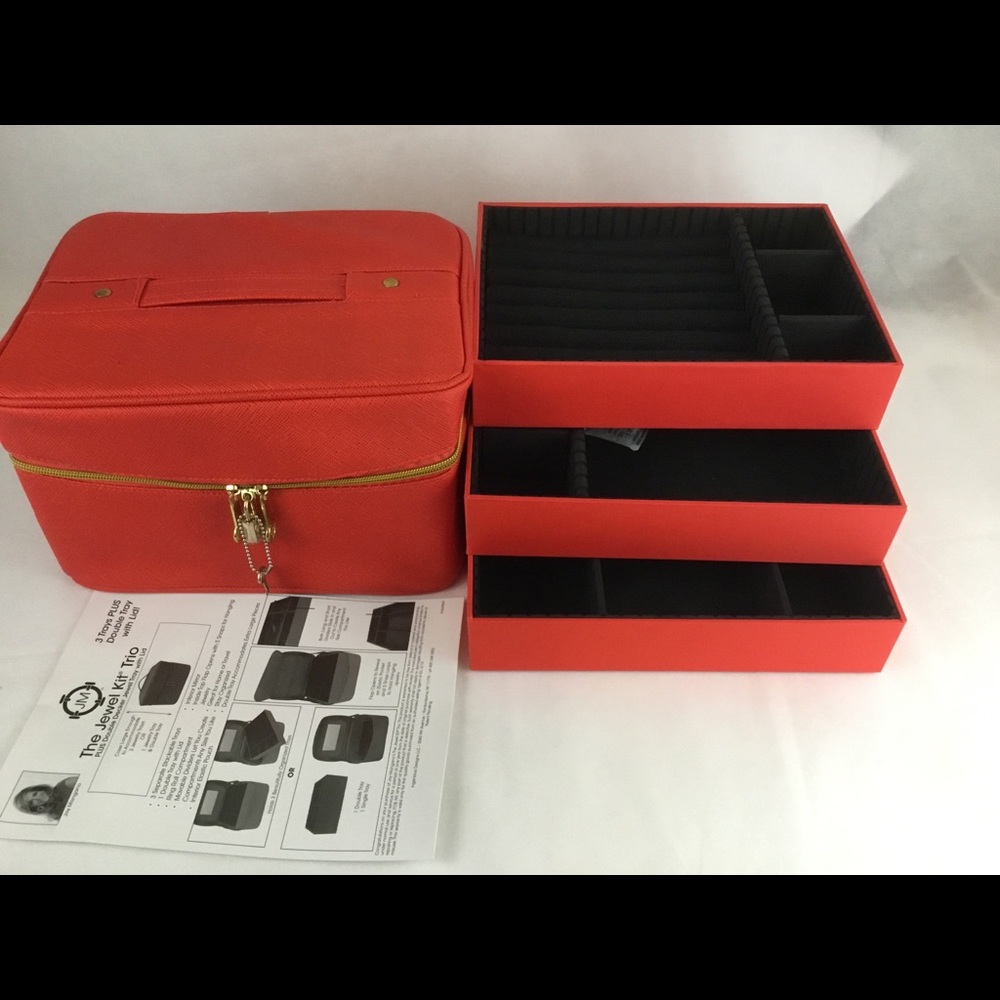 Joy Mangano Jewel Kit Organizer NEW in Red Beauty-Travel Case, Zip Closure